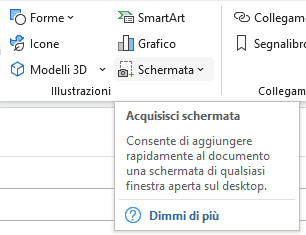 Voce di menu Acquisisci schermata su Outlook 365