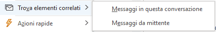 Voce di menu Trova elementi correlati di Outlook 365