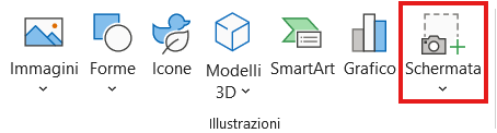 Comando inserisci schermata su Outlook