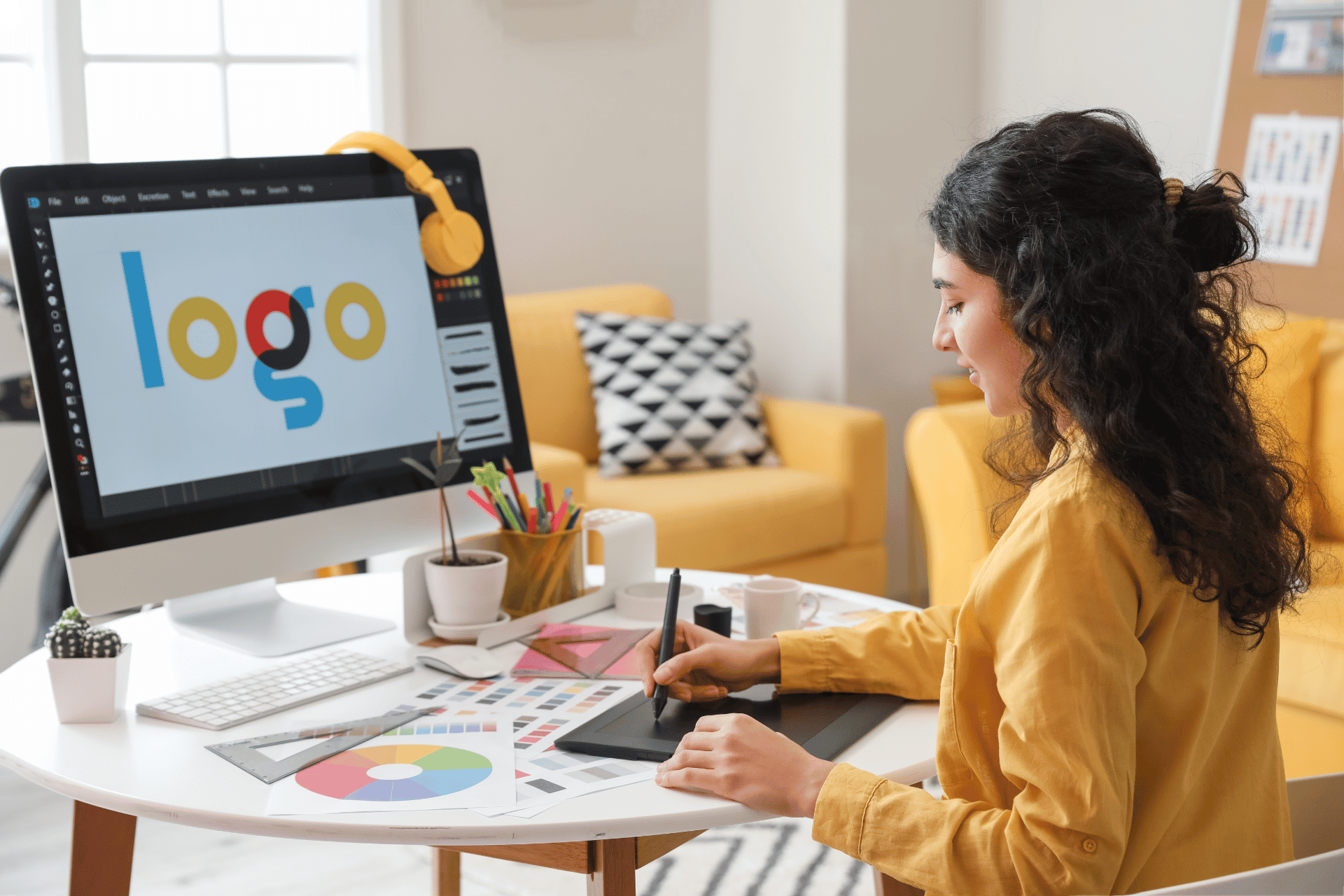 Web designer mentre progetta un logo