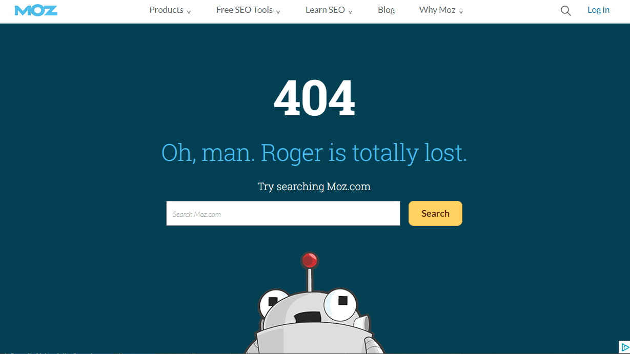 Pagina 404 sito Moz