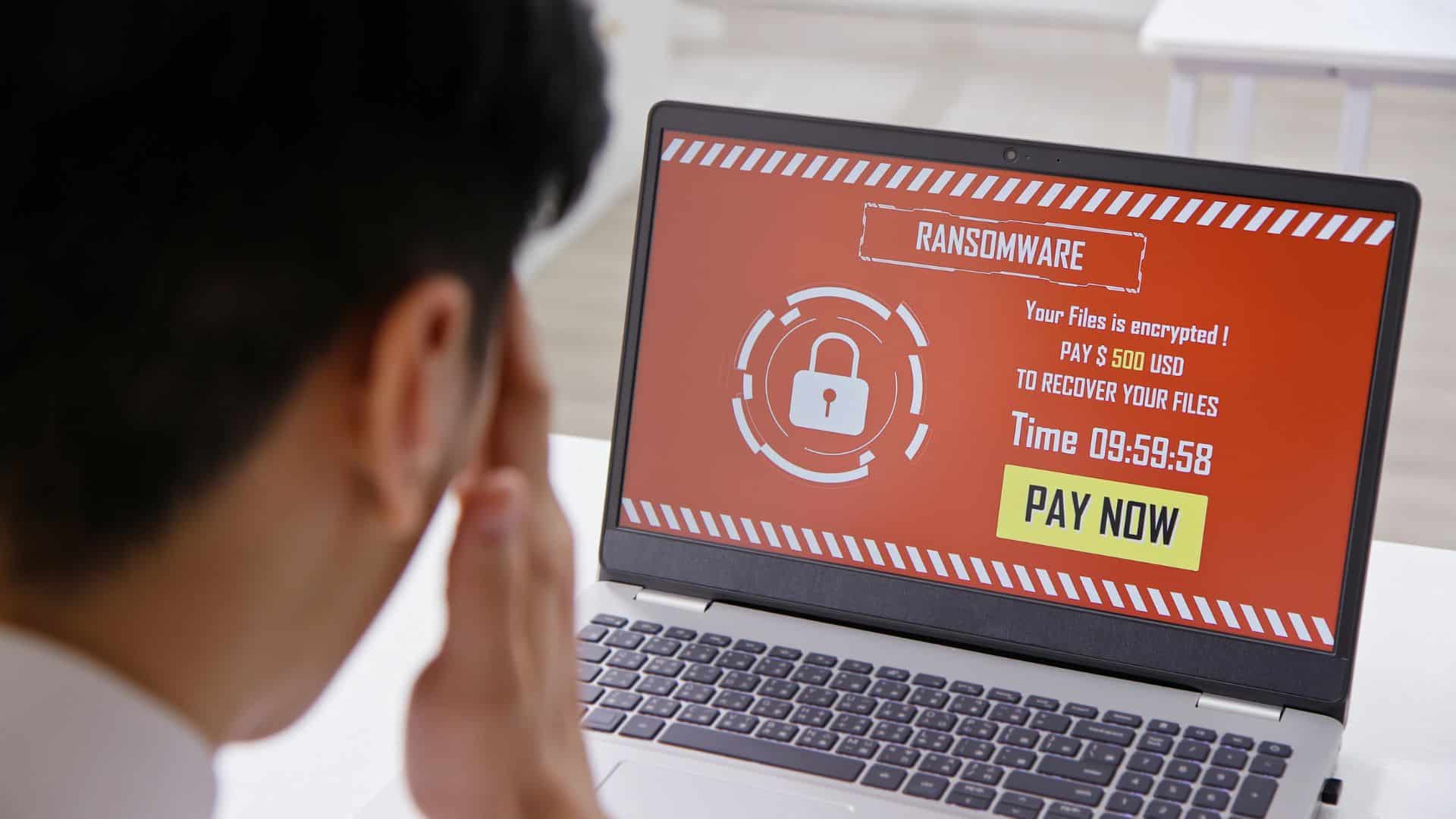messaggio di attacco ransomware a dispositivo connesso a rete lan
