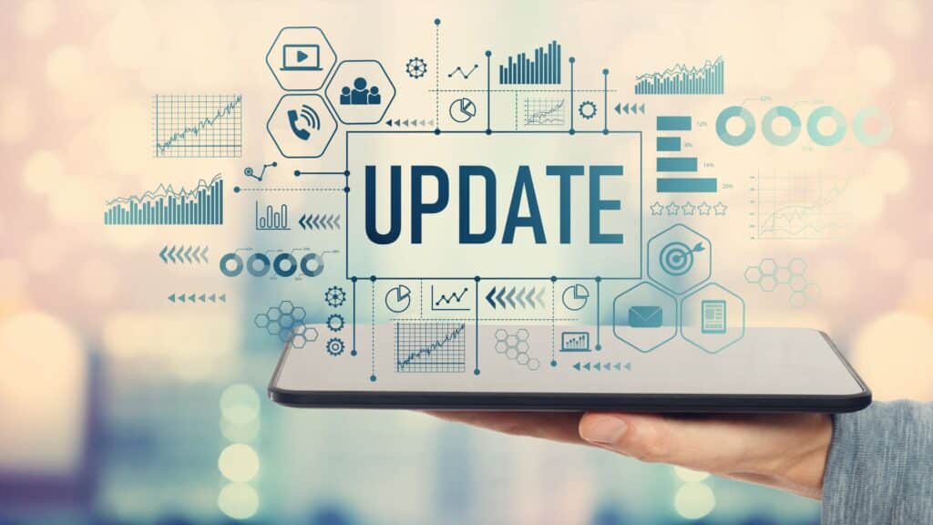 elaborazione grafico con scritta "update"
