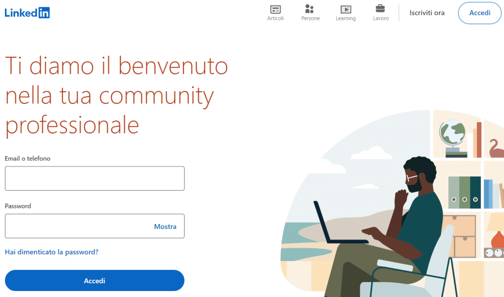 Pagina principale di LinkedIn