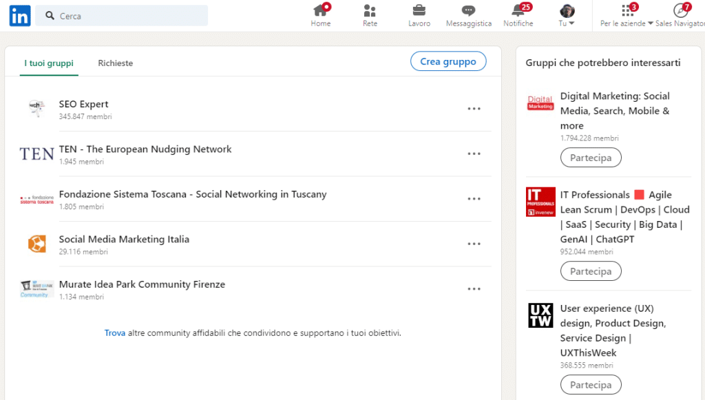 gruppi di LinkedIn, utili per espandere la rete di collegamenti su questo social network
