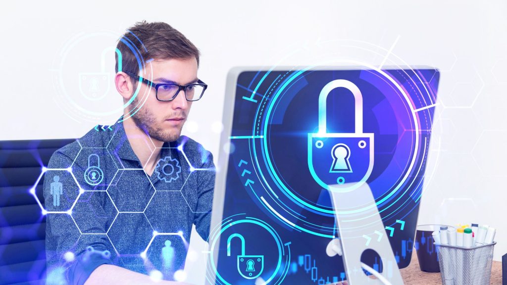 utente che esegue un accesso sicuro alla rete informatica dell'azienda