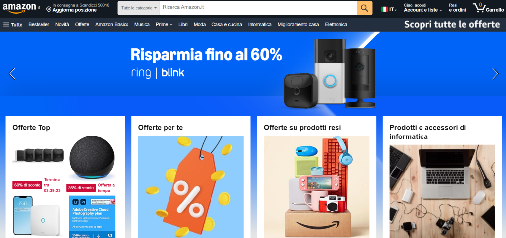 Home page di Amazon Italia
